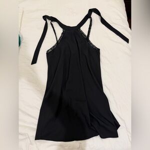 Impressions Black Lace-Trimmed Dress